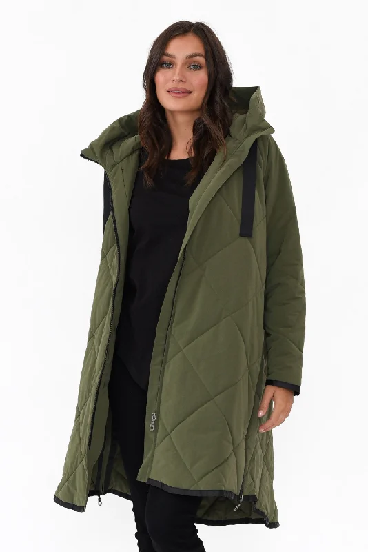 Ramsay Dark Green Quilted Puffer Coat