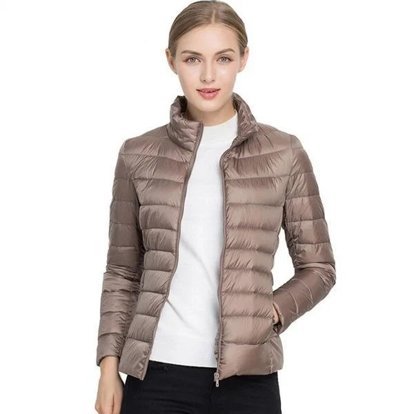 Women Coat Autumn Winter 90% White Duck Down Jacket 16 Colors Warm Slim Zipper Fashion Light Down Coat Women Coat Autumn Winter 90% White Duck Down Jacket 16 Colors Warm Slim Zipper Fashion Light Down Coat