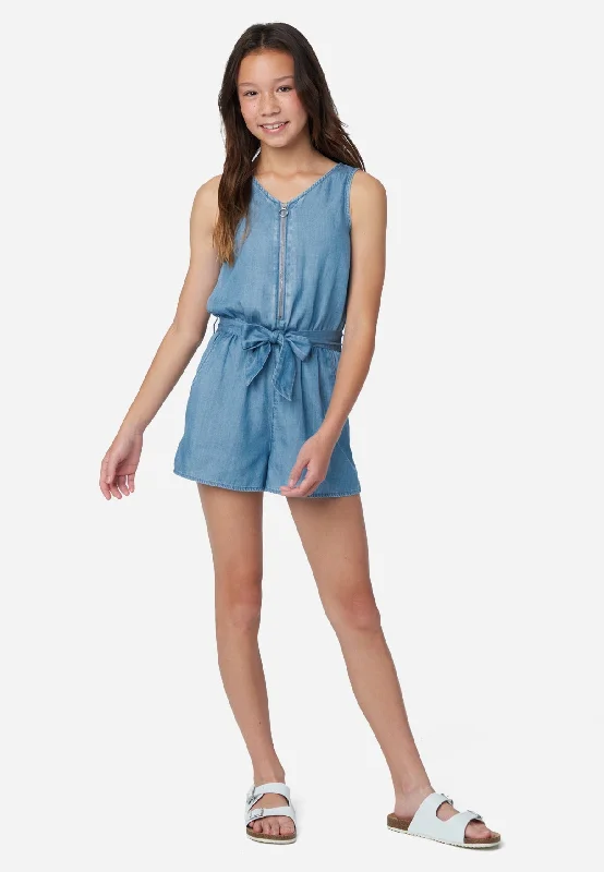 V-Neck Zip Romper