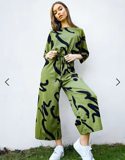 Green abstract jumpsuit uk 12-14