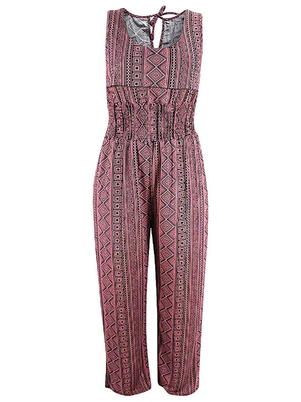 Pink Aztec Tribal Print Summer Jumpsuit