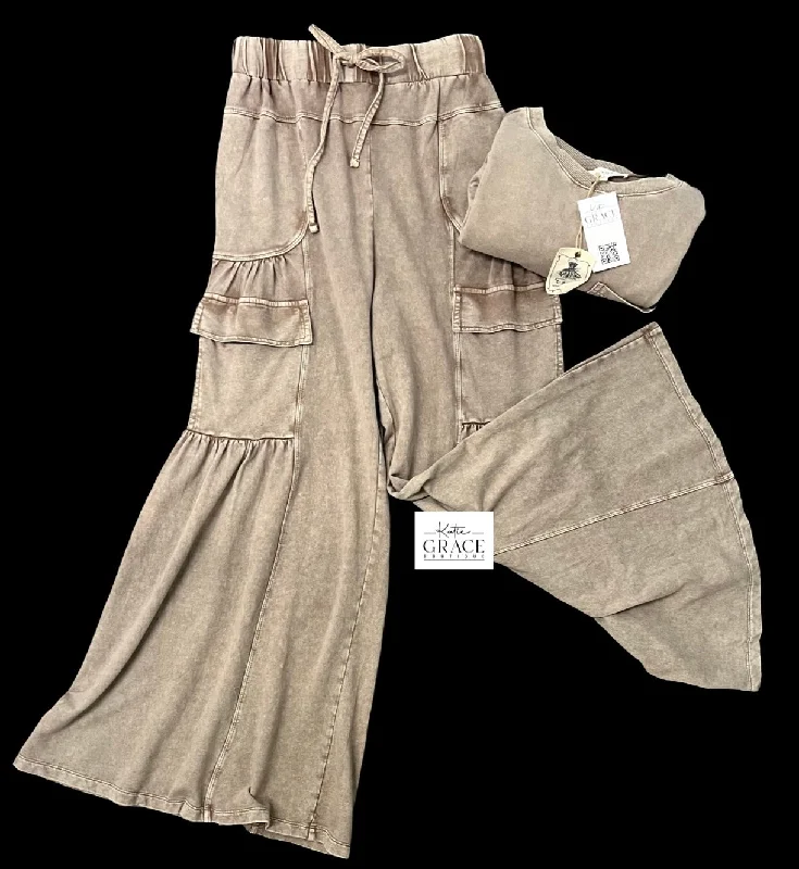 Restocked! “Alice" Mineral Washed Pants, Mocha