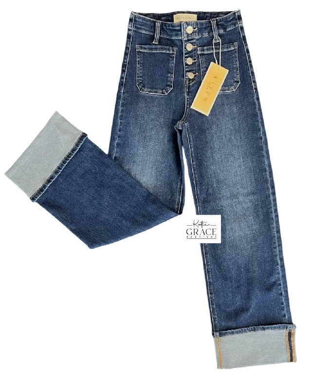 "Eloise" Wide Leg Button Down Jeans