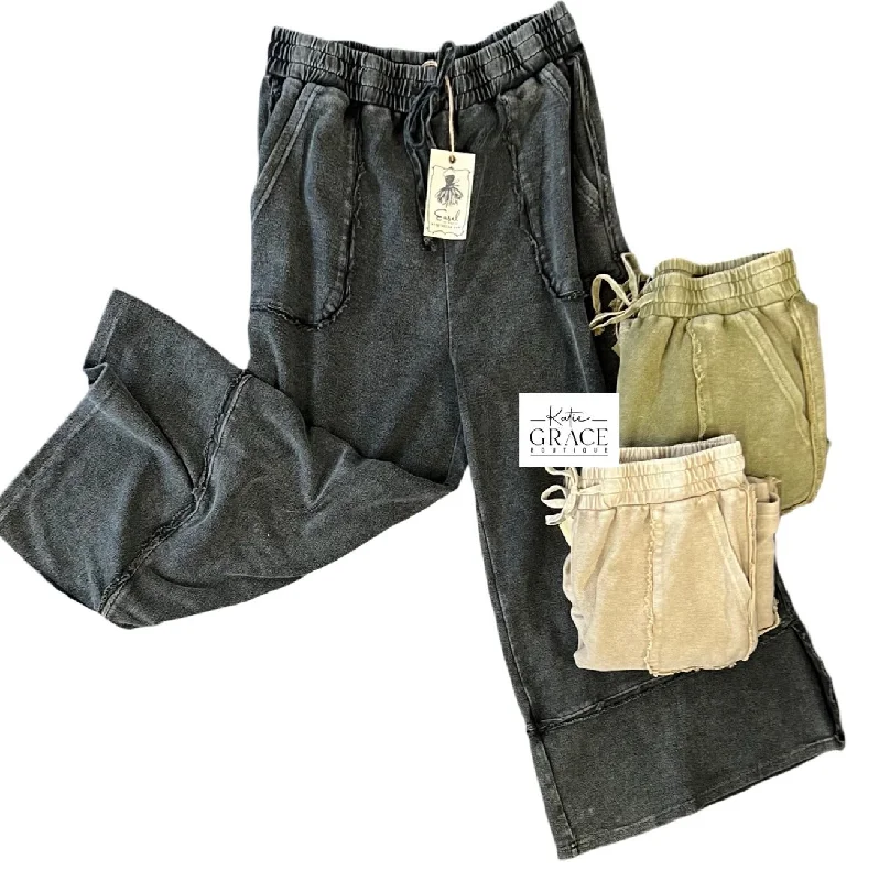 "Gabriella" Mineral Washed Pants, 3 colors