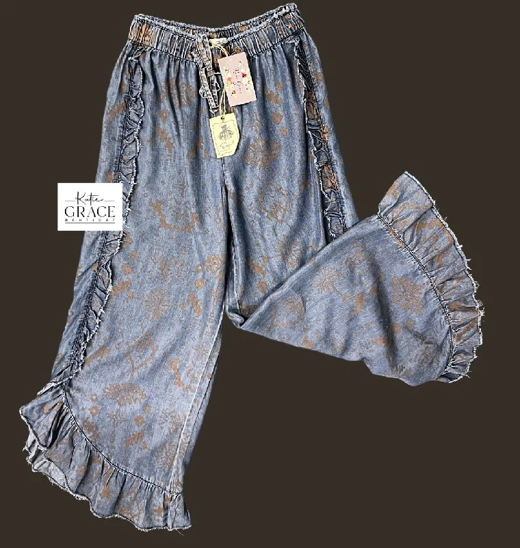 "Giana" Patterned Tencel Pants